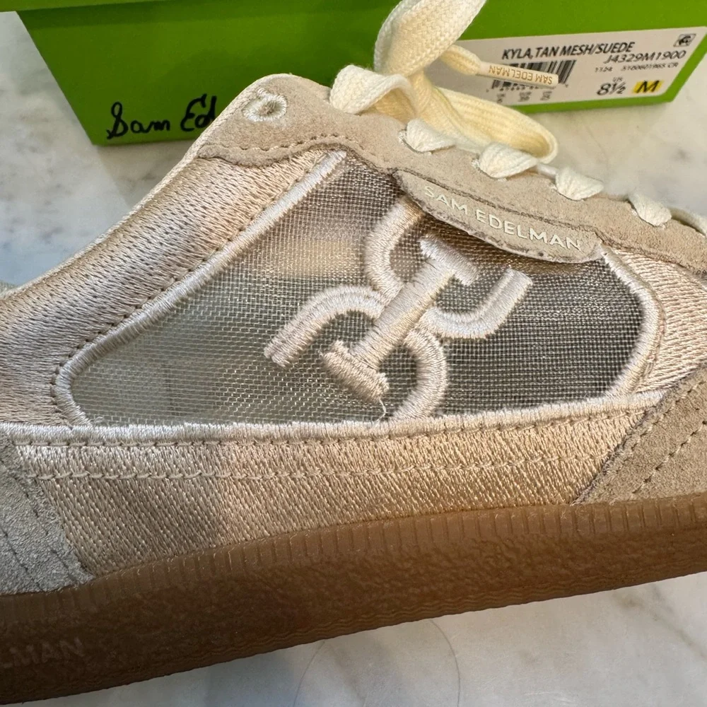 Sam Edelman Kyla Sneakers in Ivory/Honey Tan - Picture 6 of 10